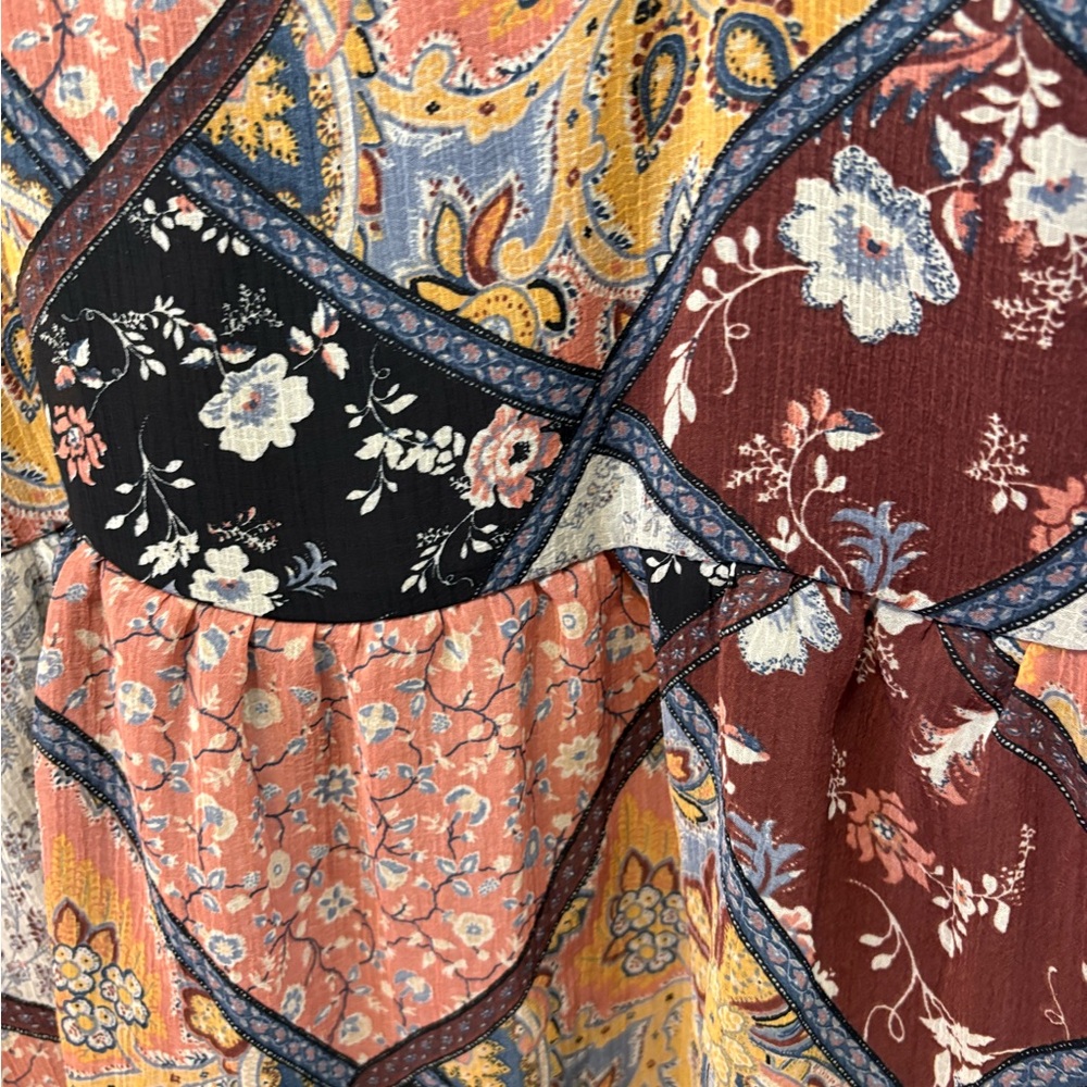 American Eagle Multicolored Patchwork Blouse Back… - image 5